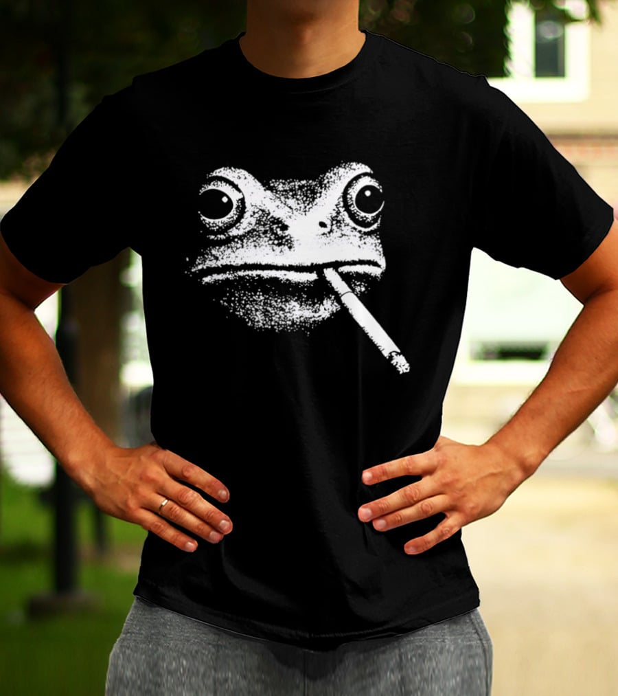 Frog Smoking Cigarette Sketch T-Shirt