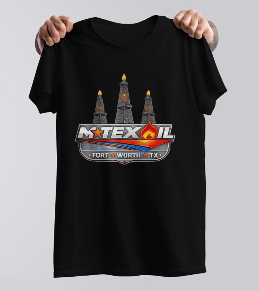 Mtex Oil Fort Worth TX Three Burning Oil Derricks T-Shirt