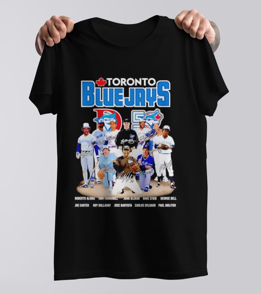 Toronto Blue Jays Alomar Fernandez Olerud Stieb Bell Carter Halladay Bautista Delgado Molitor Signatures MLB Legends T-Shirt