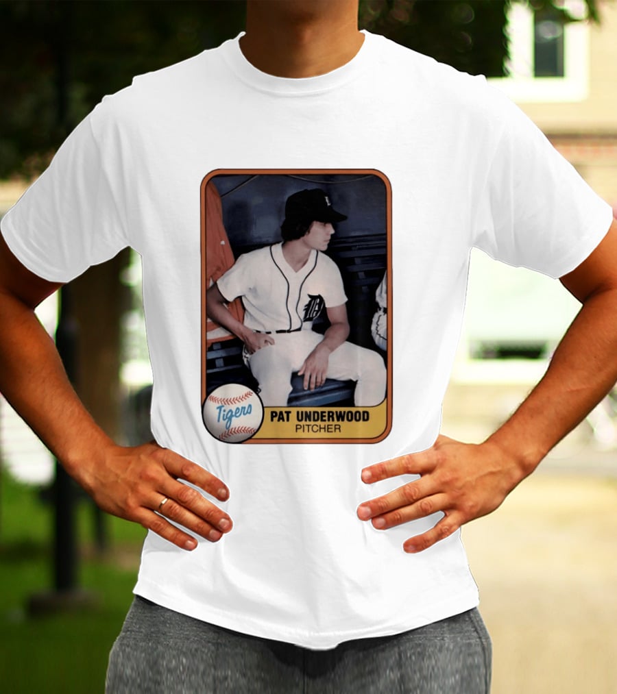 Tigers Pat Underwood Pitcher Baseball Card T-Shirt
