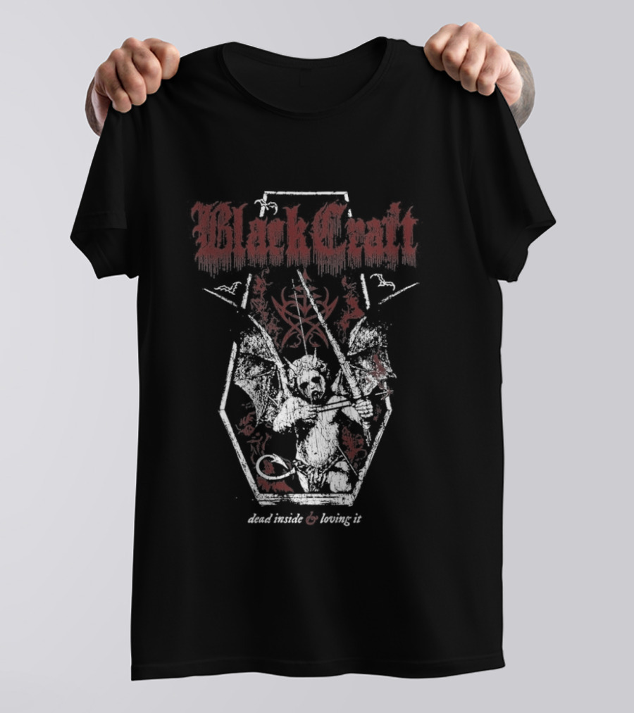 BlackCraft Dead Inside And Loving It Skeleton Coffin Occult Aesthetic T-Shirt
