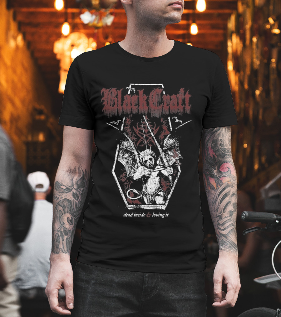 BlackCraft Dead Inside And Loving It Skeleton Coffin Occult Aesthetic T-Shirt