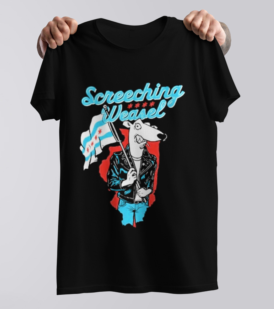 Screeching Weasel Chicago Flag Punk T-Shirt