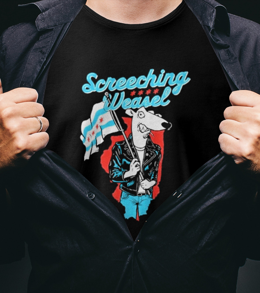 Screeching Weasel Chicago Flag Punk T-Shirt