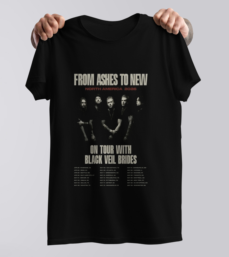 From Ashes To New North America 2026 Tour Dates Featuring Black Veil Brides T-Shirt