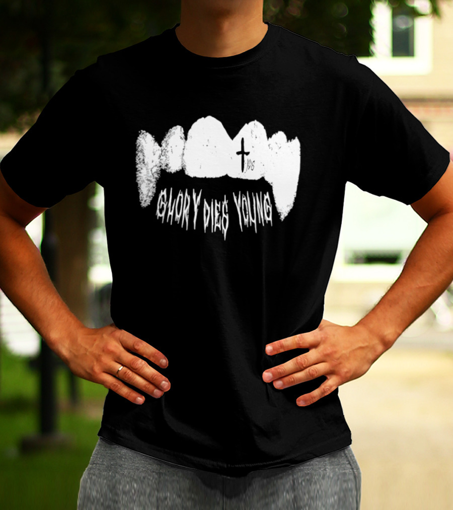 YDG Fang Glory Dies Young Teeth Graphic Cross T-Shirt