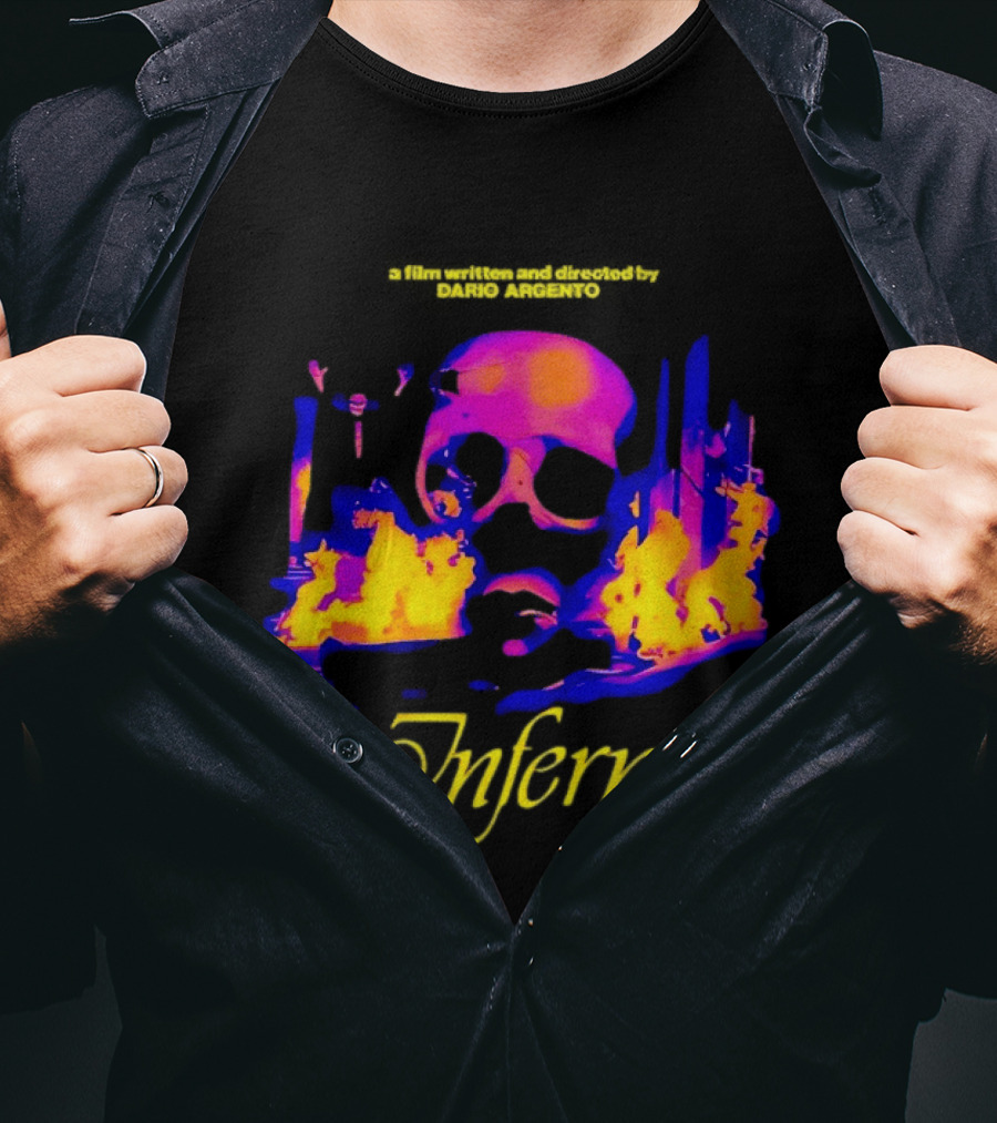 Inferno 80s Horror Skull Flames Psychedelic T-Shirt
