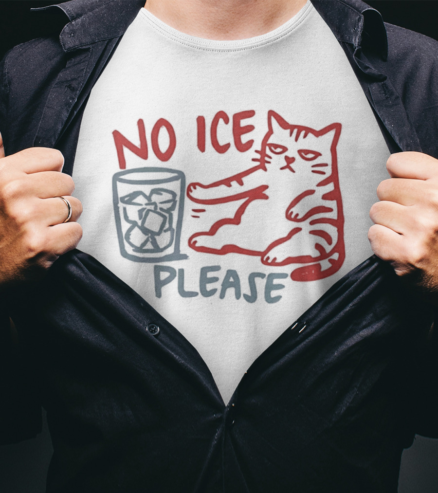 No Ice Please Cat With Drink T-Shirt