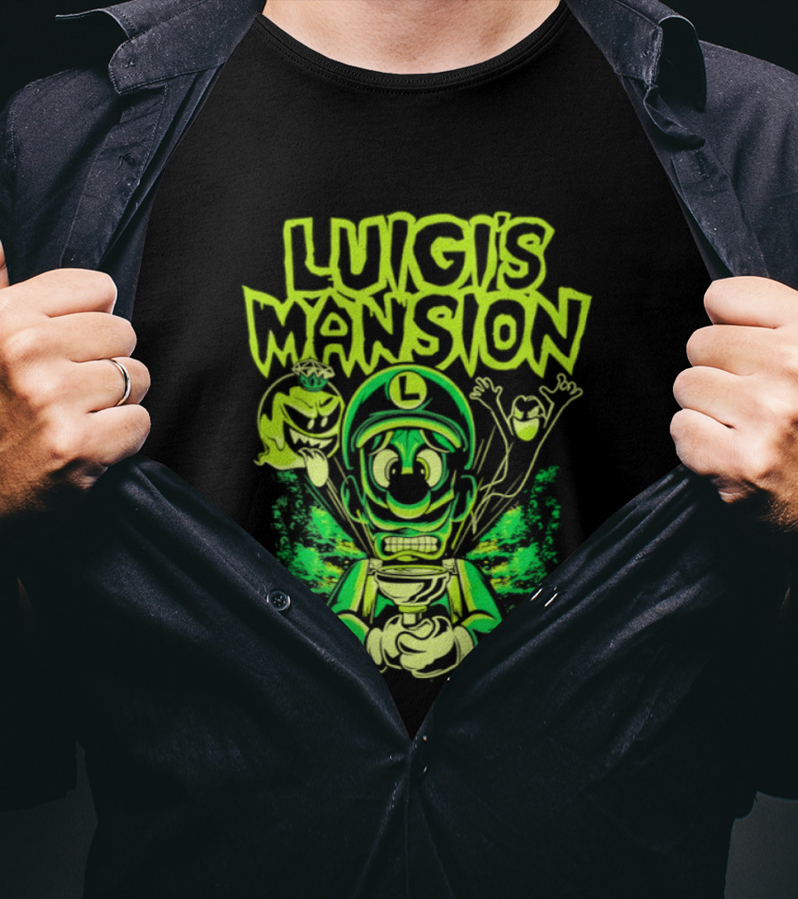 Luigi's Mansion Mario Game Character Neon Ghost T-Shirt