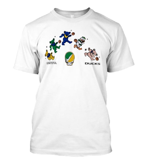 Grateful Dead Dancing Bears Oregon Ducks Basketball Collaboration T-Shirt