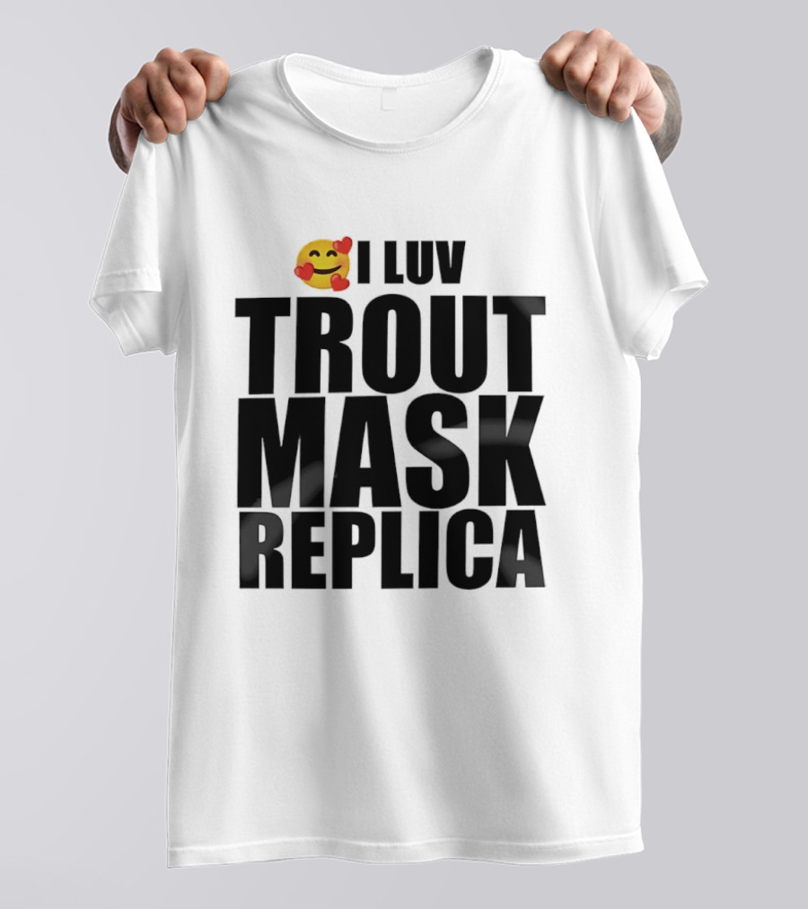 I Luv Trout Mask Replica Emoji Hearts T-Shirt