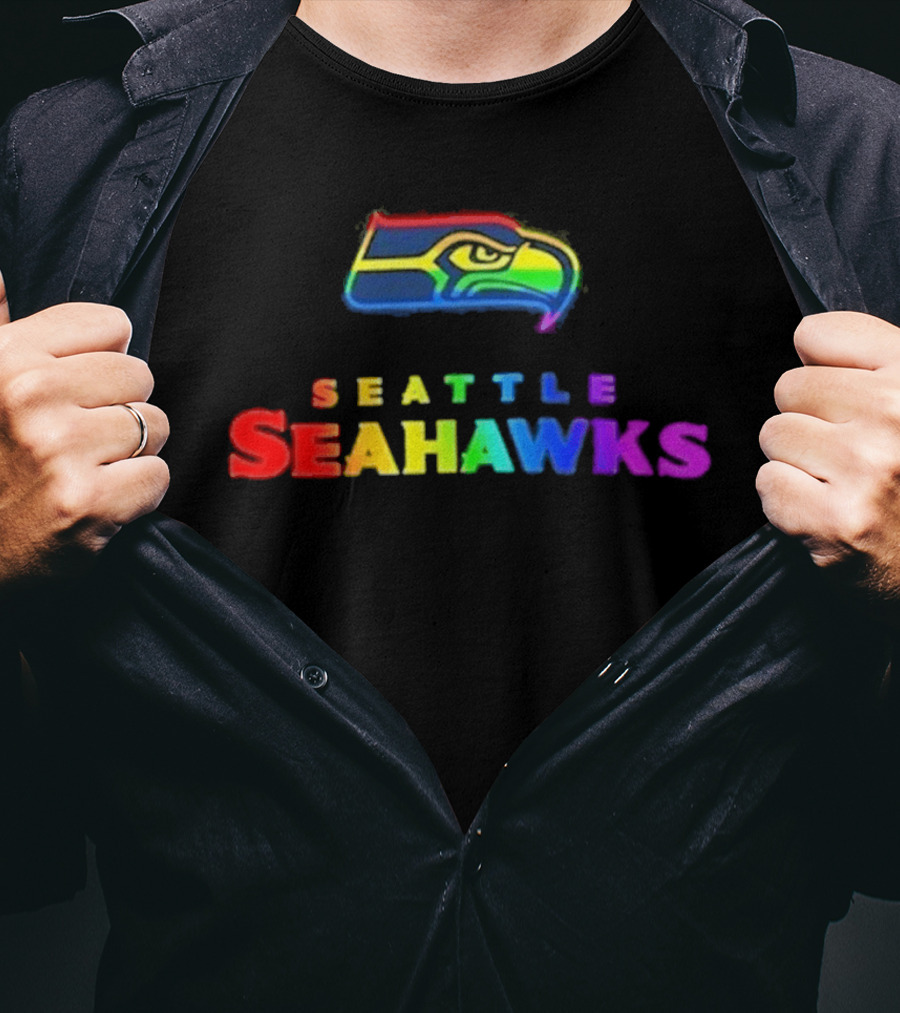Seattle Seahawks Rainbow Pride NFL Team Logo LGBTQ+ T-Shirt