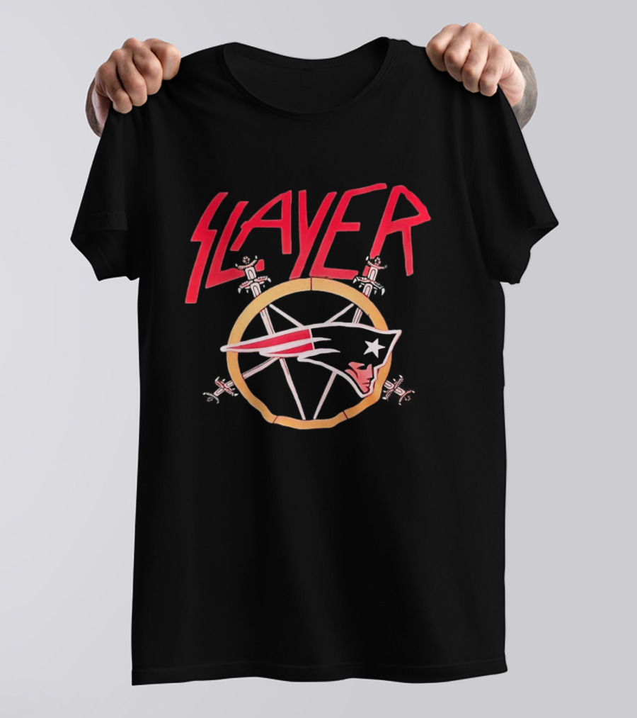 Slayer New England Patriots Collaboration Merchandising T-Shirt
