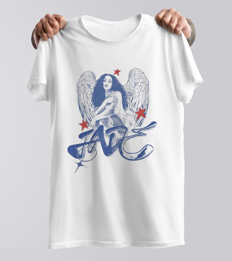 Jade Wings Blue Angel And Red Stars T-Shirt