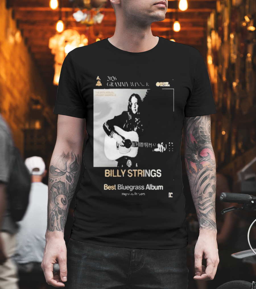 Billy Strings 2026 Grammy Winner Best Bluegrass Album Performance Acoustic Guitar T-Shirt