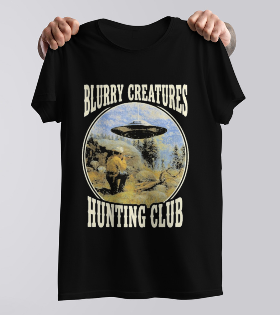 Blurry Creatures UFO Encounter Wilderness Adventure Hunting Club T-Shirt