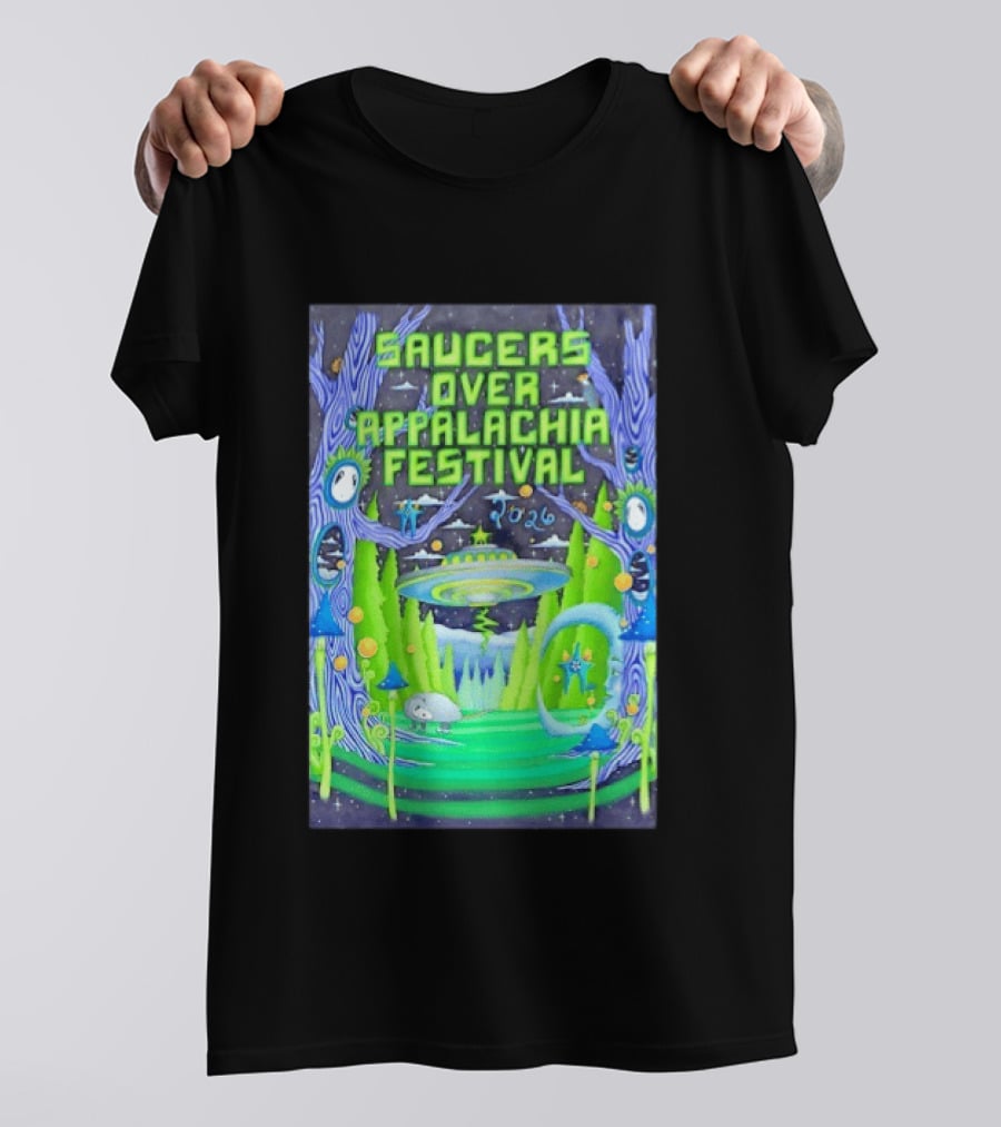 Saucers Over Appalachia Festival 2026 UFO Theme Bristol VA Jun 13 Forest Aliens T-Shirt