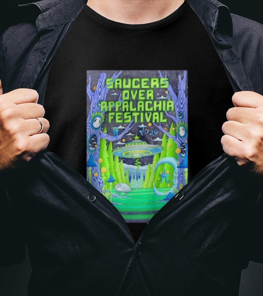 Saucers Over Appalachia Festival 2026 UFO Theme Bristol VA Jun 13 Forest Aliens T-Shirt