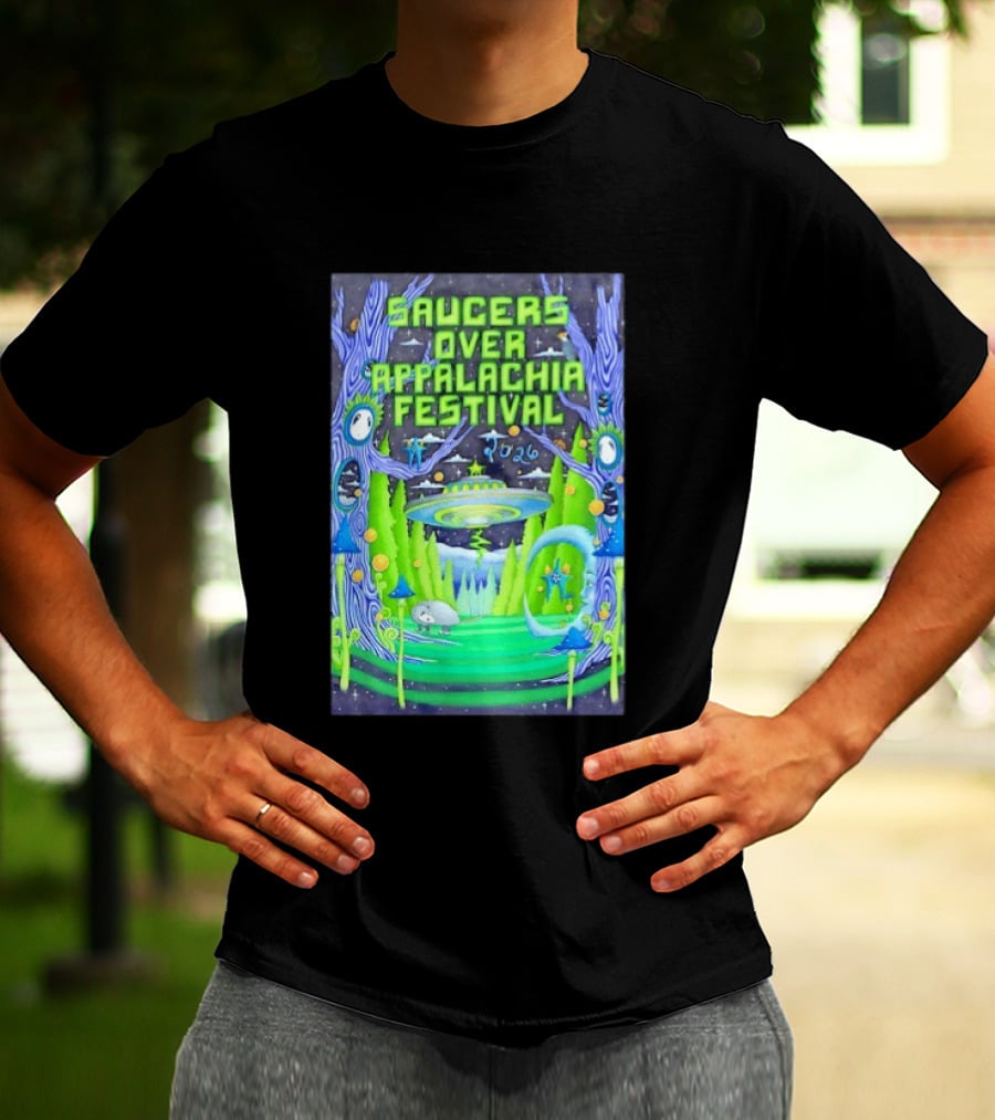 Saucers Over Appalachia Festival 2026 UFO Theme Bristol VA Jun 13 Forest Aliens T-Shirt