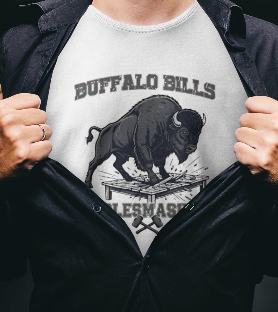 Buffalo Bills Table Smasher Buffalo Jumping Over Table T-Shirt