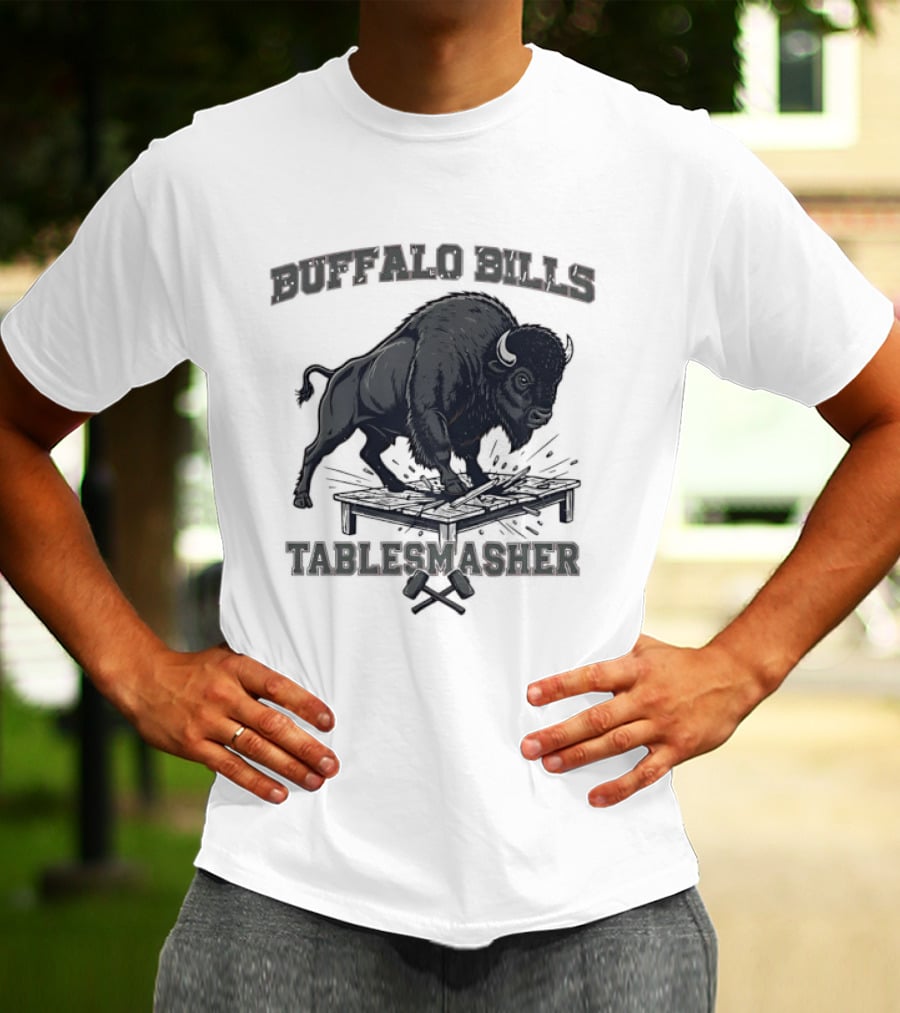 Buffalo Bills Table Smasher Buffalo Jumping Over Table T-Shirt