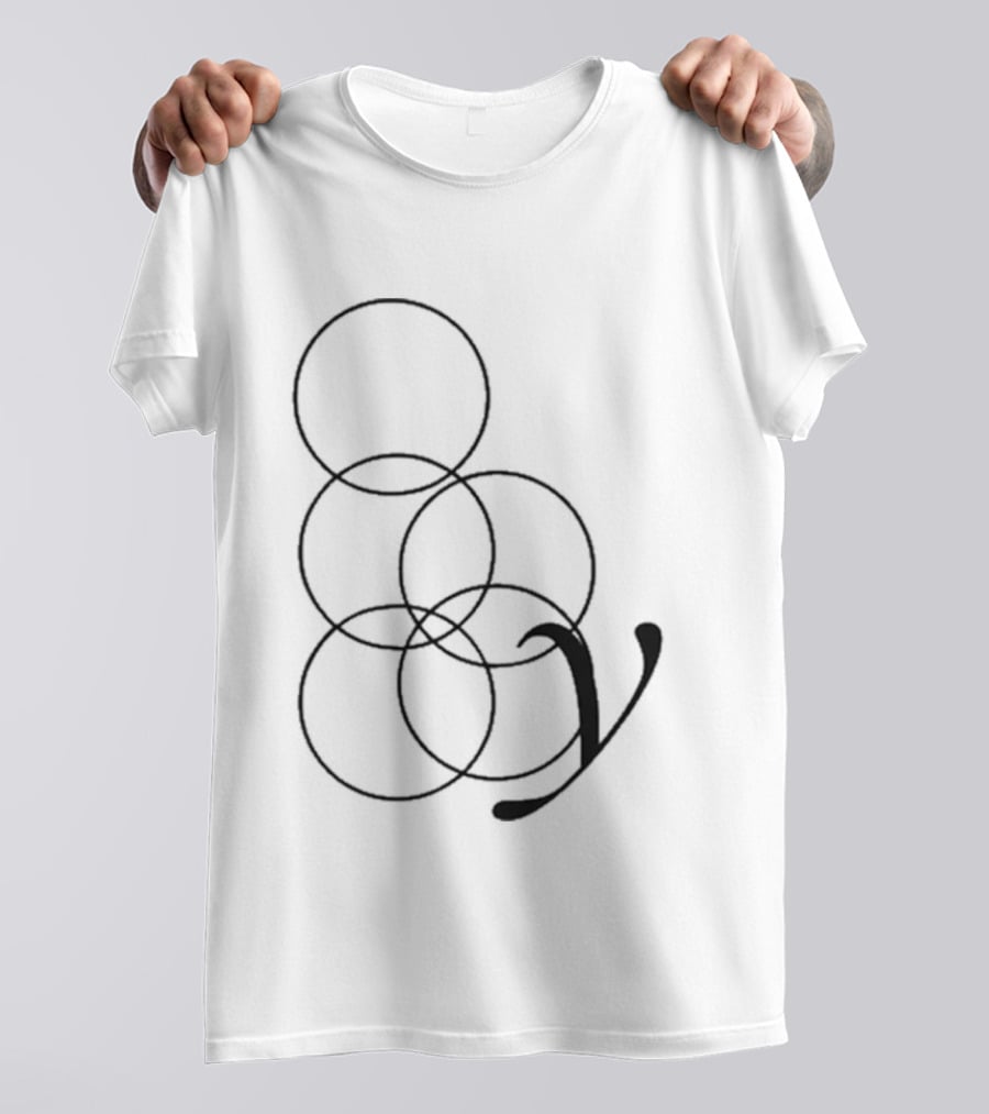 By Storm White Interlocking Rings Symbol With Stylized V T-Shirt