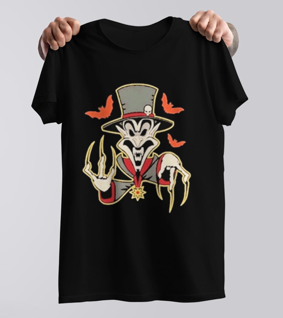 Insane Clown Posse Ringmaster Clown Top Hat Skeleton Bat Claws T-Shirt