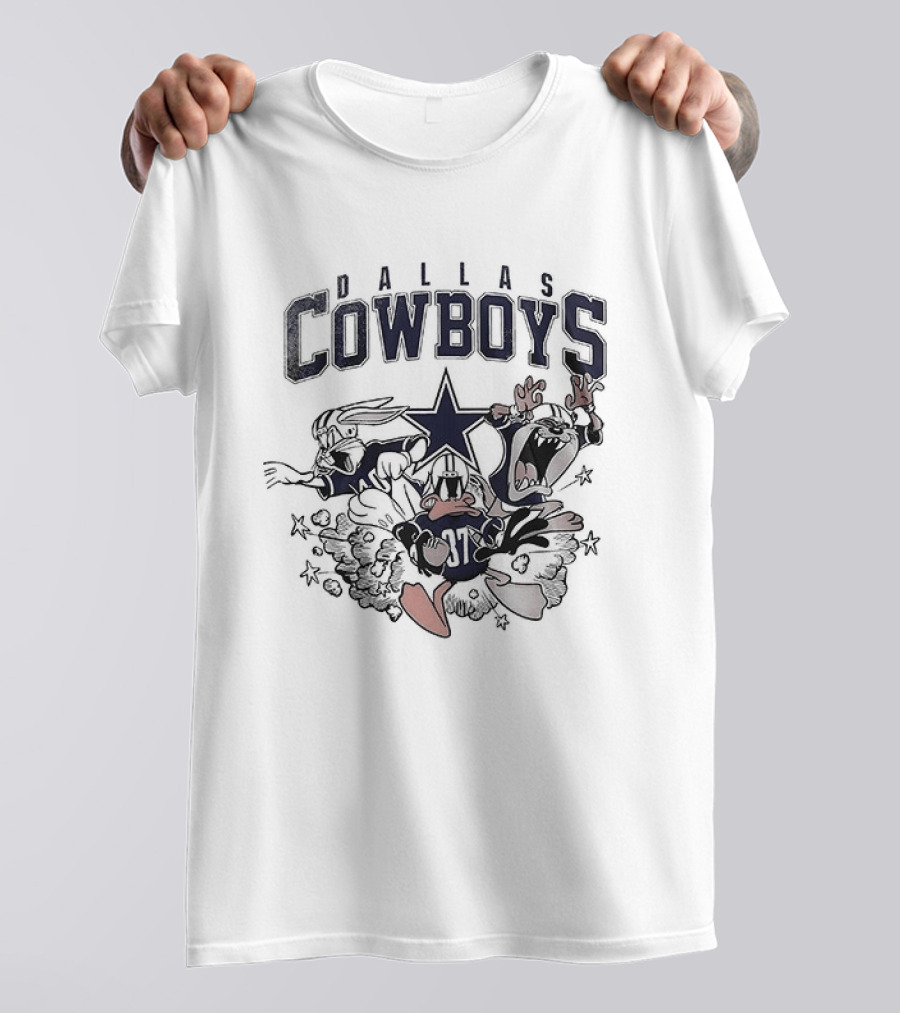 Dallas Cowboys Looney Tunes Bugs Bunny Taz Daffy Duck Star T-Shirt