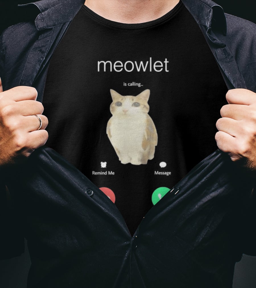 Meowlet Is Calling Remind Me Message Decline Accept Cat Image T-Shirt