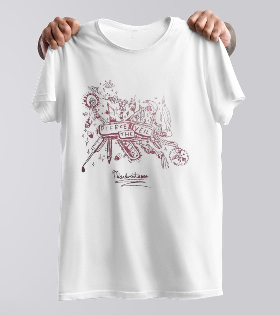 Misadventures Of Pierce The Veil Floral Skull Band Album T-Shirt