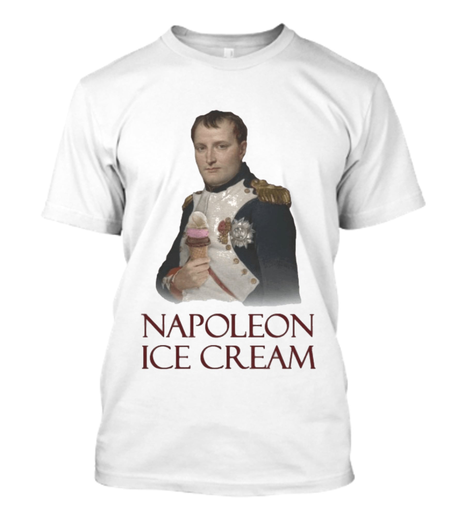 Napoleon Holding Neapolitan Ice Cream Cone Historical Mashup T-Shirt