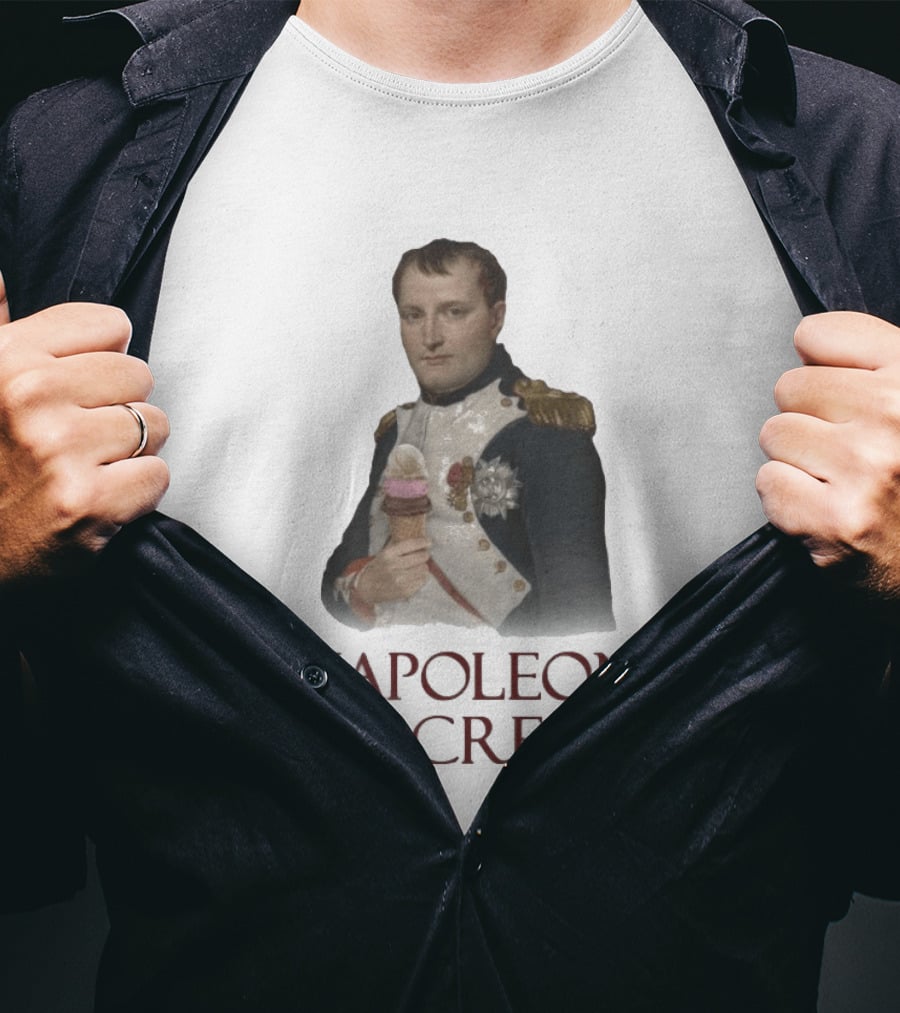 Napoleon Holding Neapolitan Ice Cream Cone Historical Mashup T-Shirt