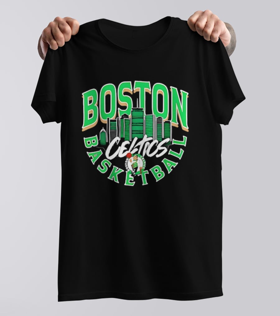 Boston Celtics Basketball City Skyline T-Shirt