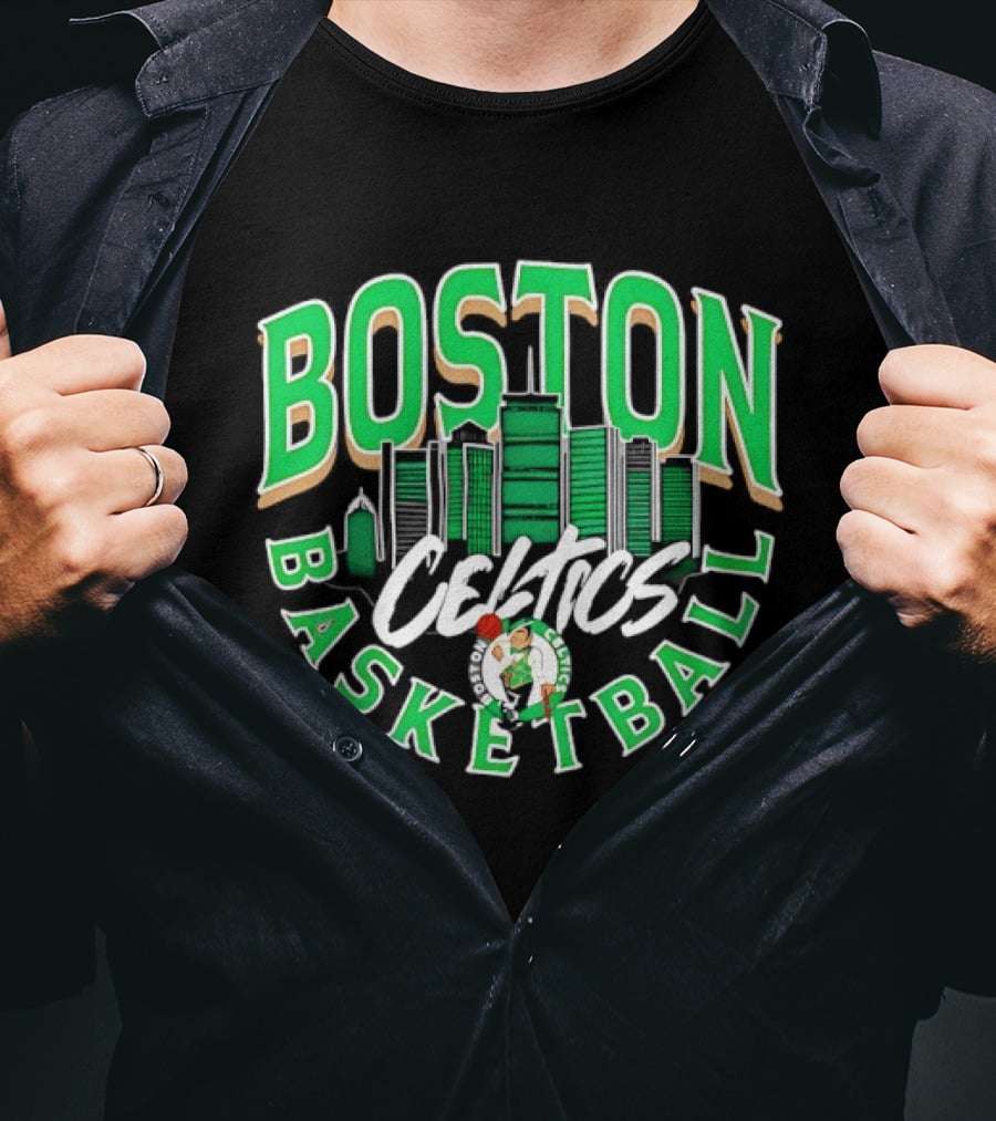 Boston Celtics Basketball City Skyline T-Shirt
