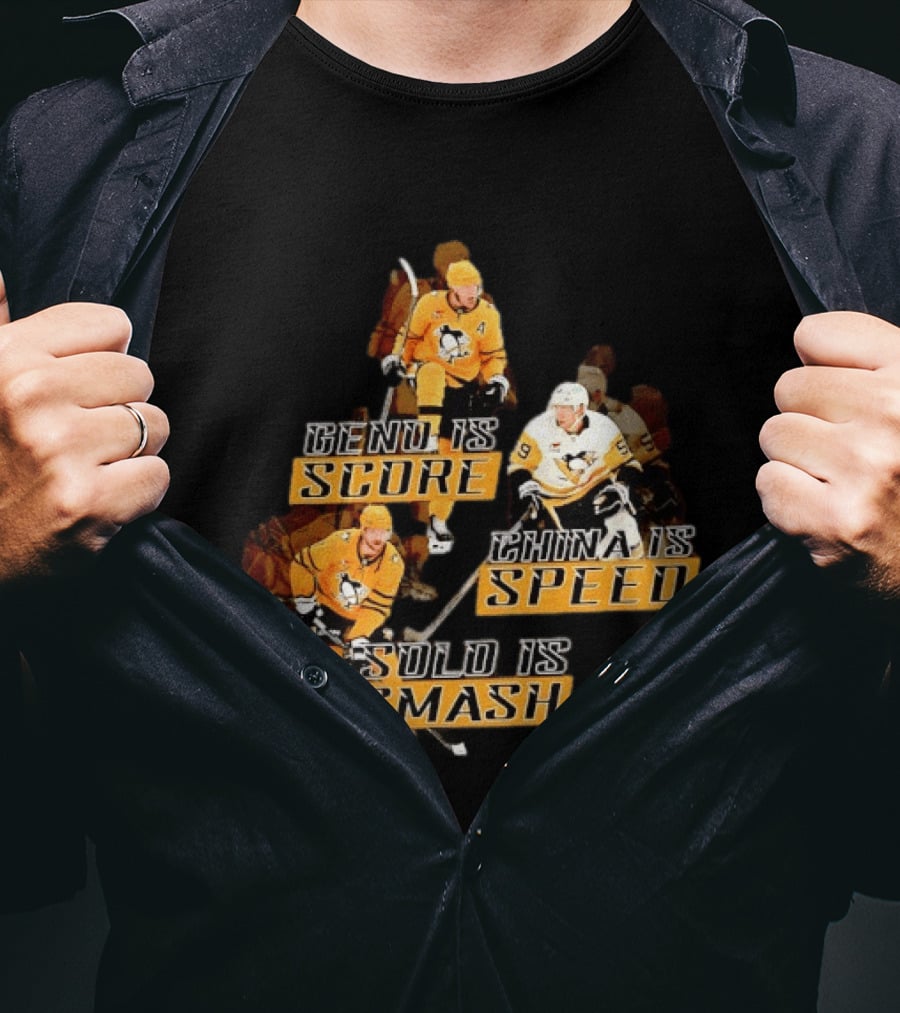 Pittsburgh Penguins Geno Score China Speed Solo Smash Hockey Players T-Shirt