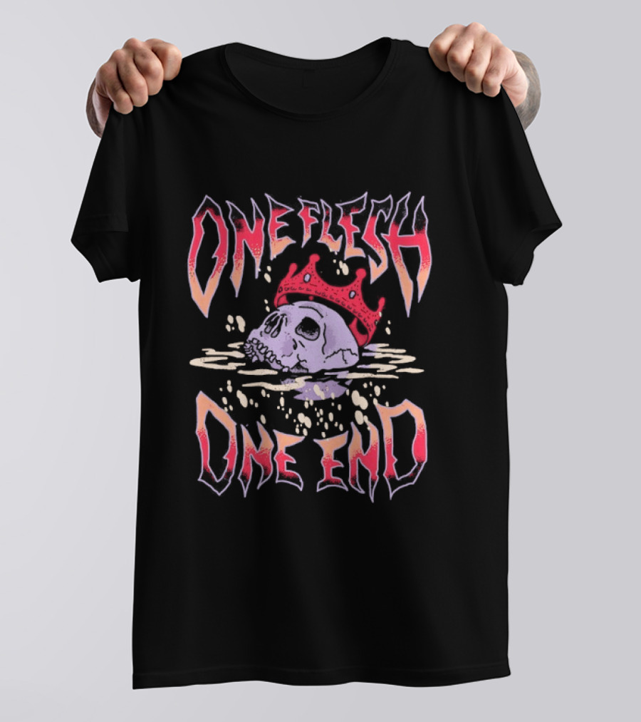 One Flesh One End Skull With Red Crown T-Shirt