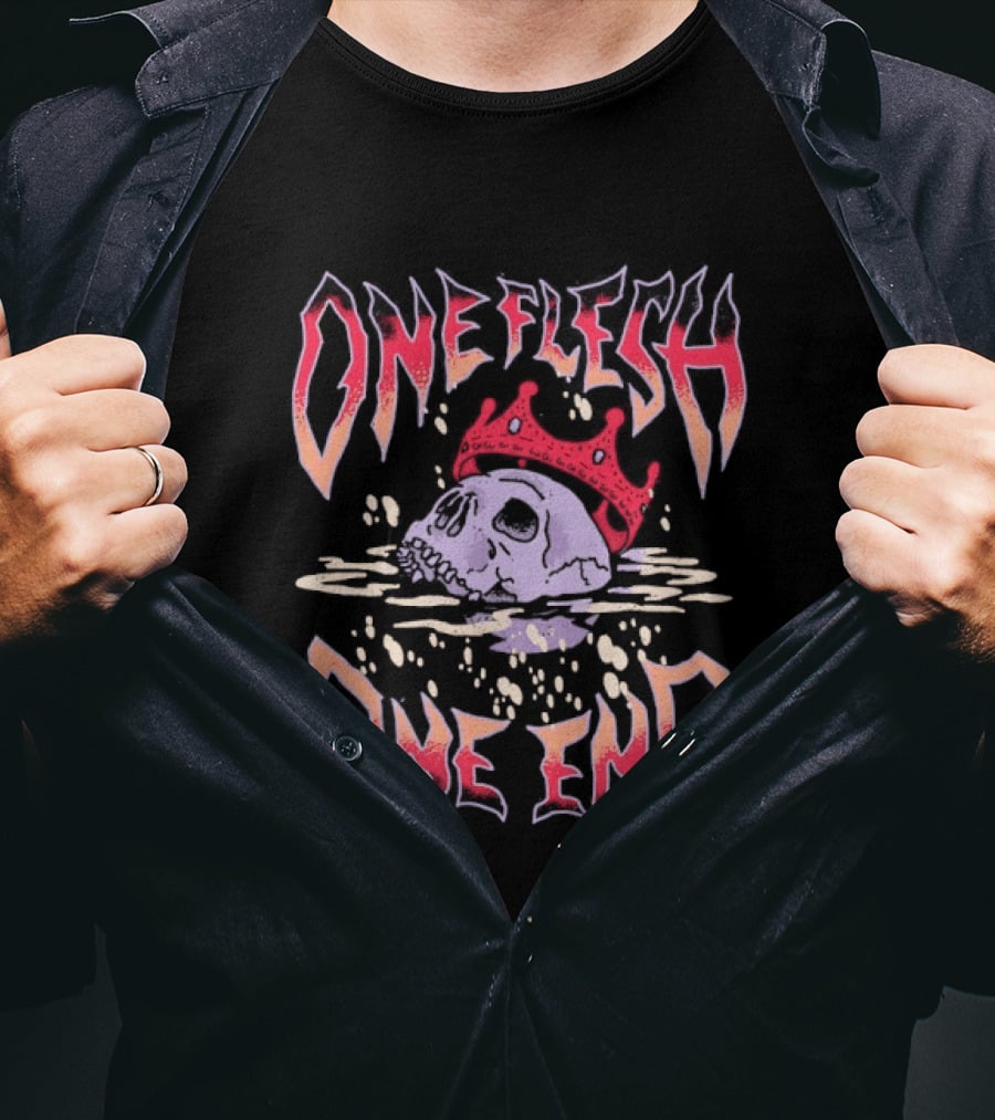 One Flesh One End Skull With Red Crown T-Shirt