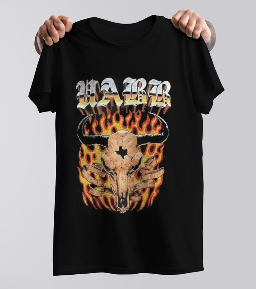 Upon A Burning Body Marr Texas Skull Flames T-Shirt