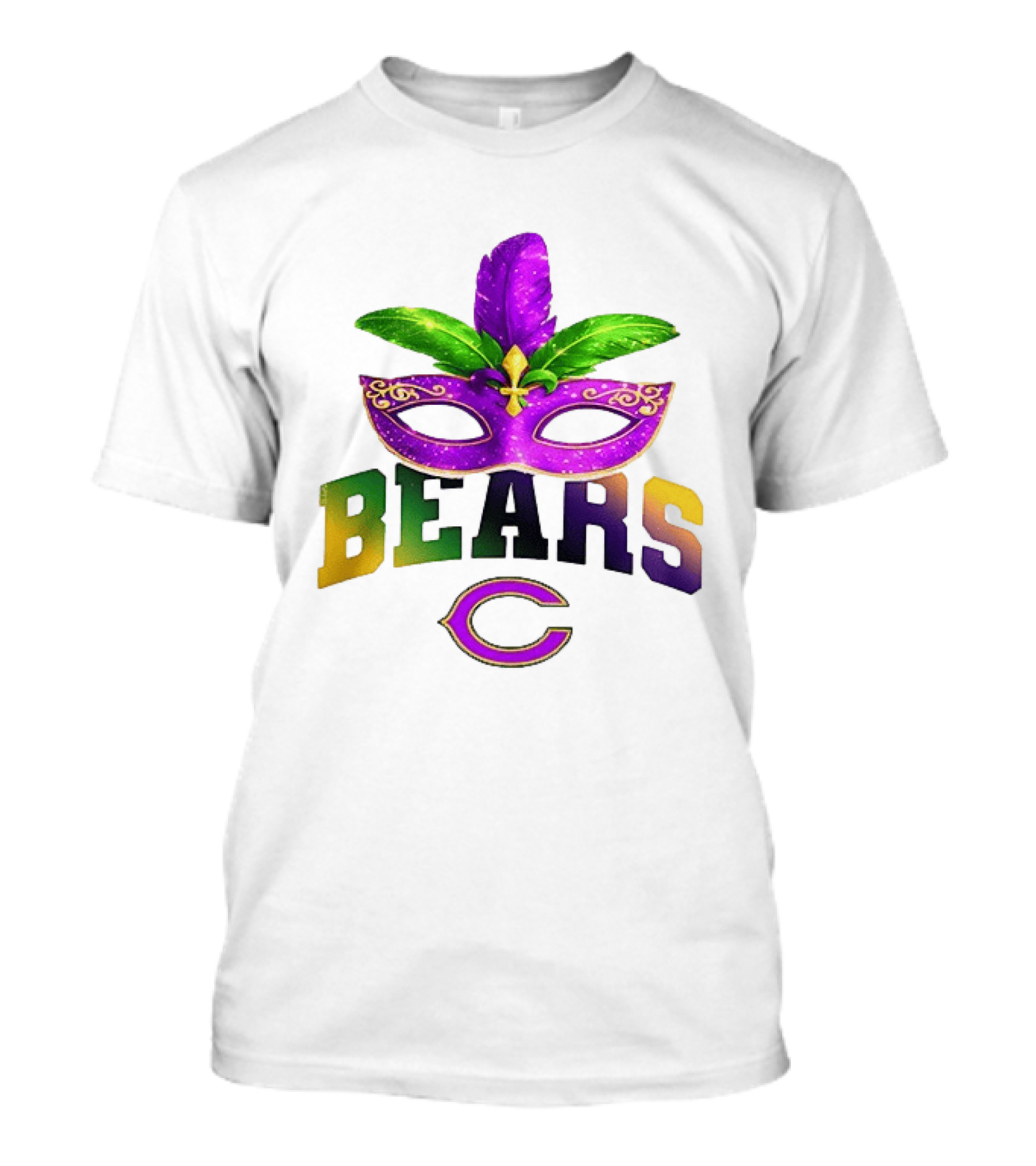 Chicago Bears Mardi Gras Mask Fleur De Lis Celebration T-Shirt