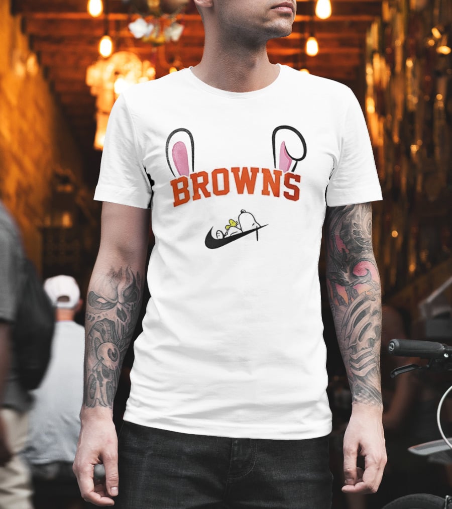Cleveland Browns Peanuts Snoopy Woodstock Easter T-Shirt