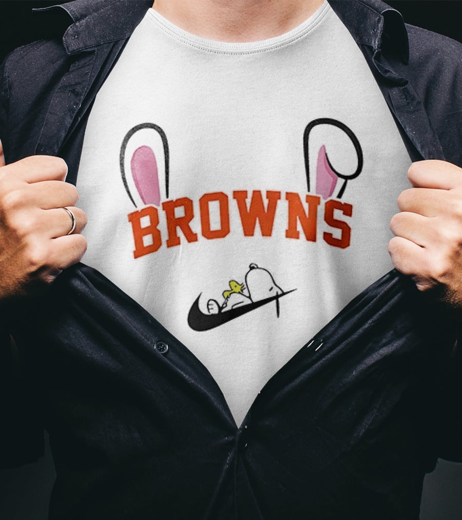 Cleveland Browns Peanuts Snoopy Woodstock Easter T-Shirt