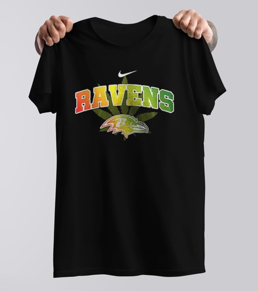Baltimore Ravens Nike Bob Marley One Love Weed Leaf T-Shirt