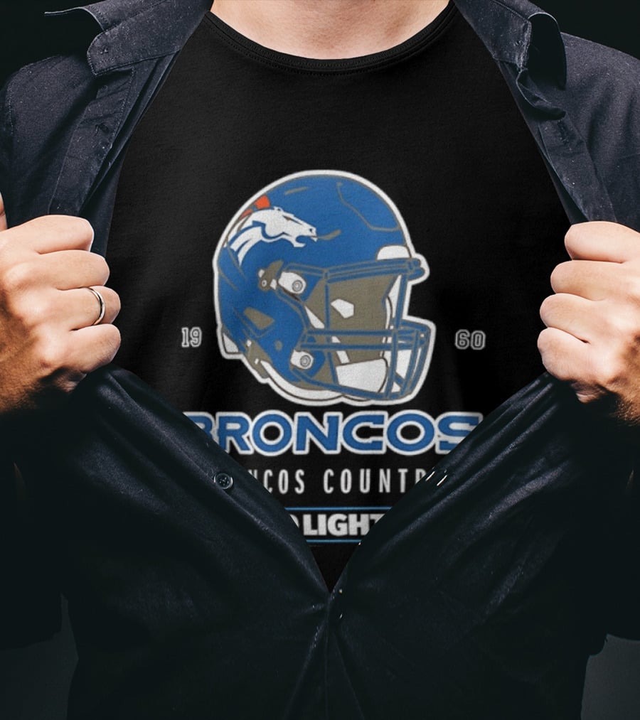 Broncos Country Bud Light NFL 1960 Helmet T-Shirt