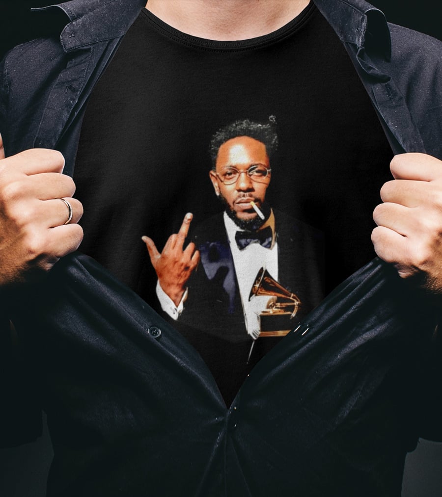 Kendrick Lamar Smoking Grammy Middle Finger Tuxedo T-Shirt