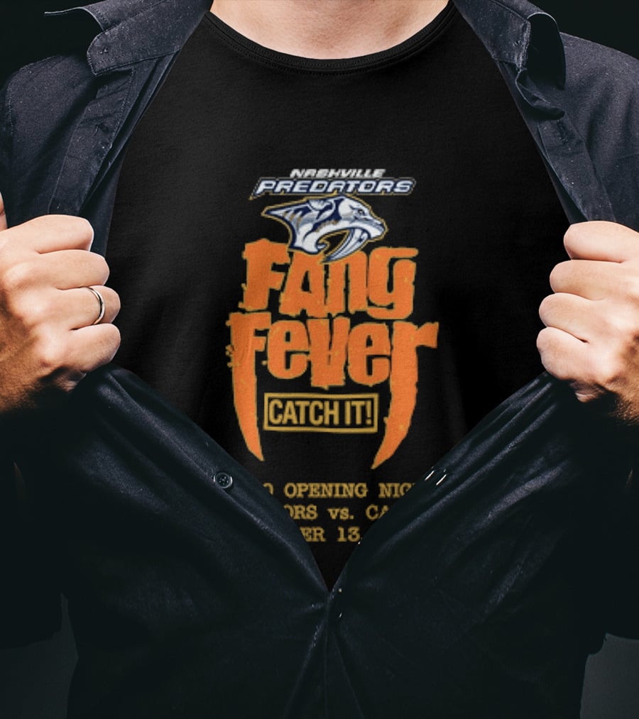 Nashville Predators Fang Fever Catch It 2000 Opening Night Predators Vs Capitals October 13 2000 T-Shirt