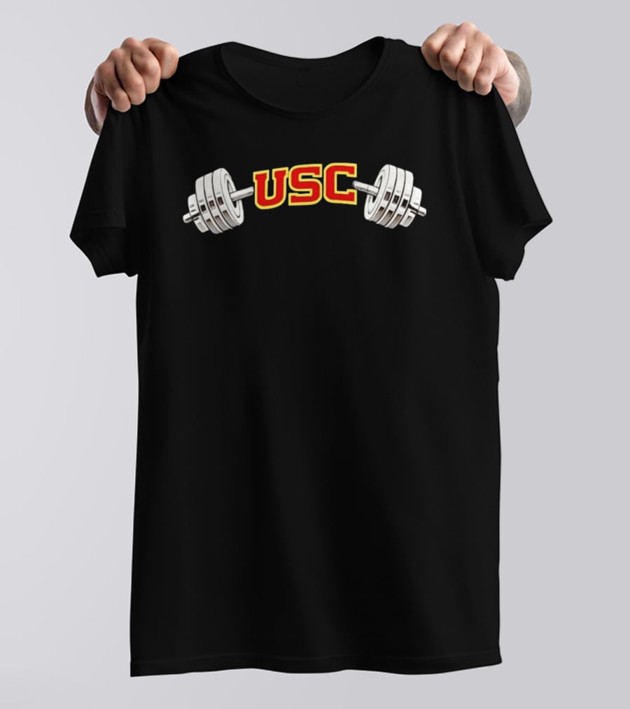 USC Barbell Flex Muscle Powerlifting Fitness T-Shirt