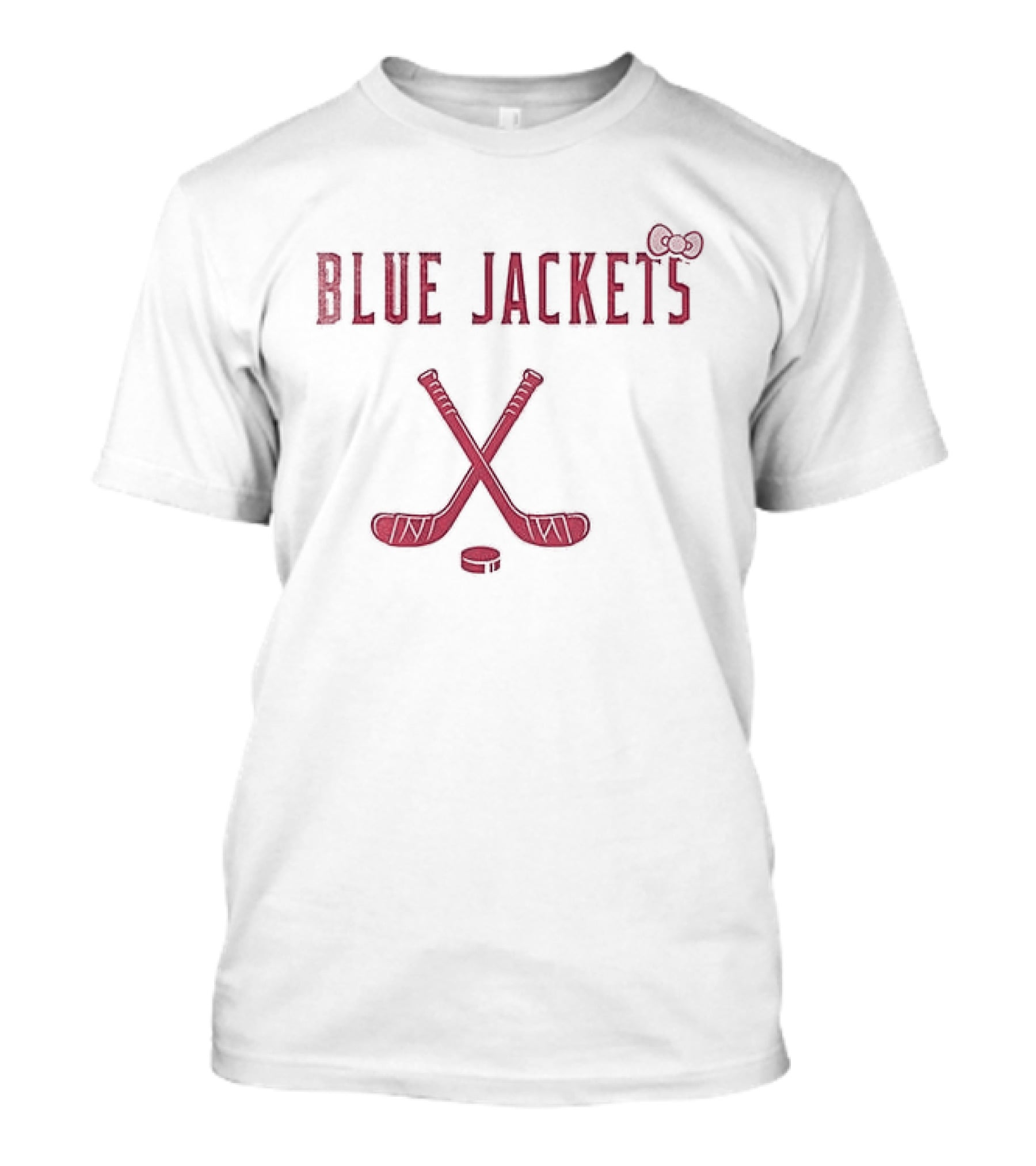 Columbus Blue Jackets Hello Kitty Collaboration With Hockey Sticks And Bow T-Shirt
