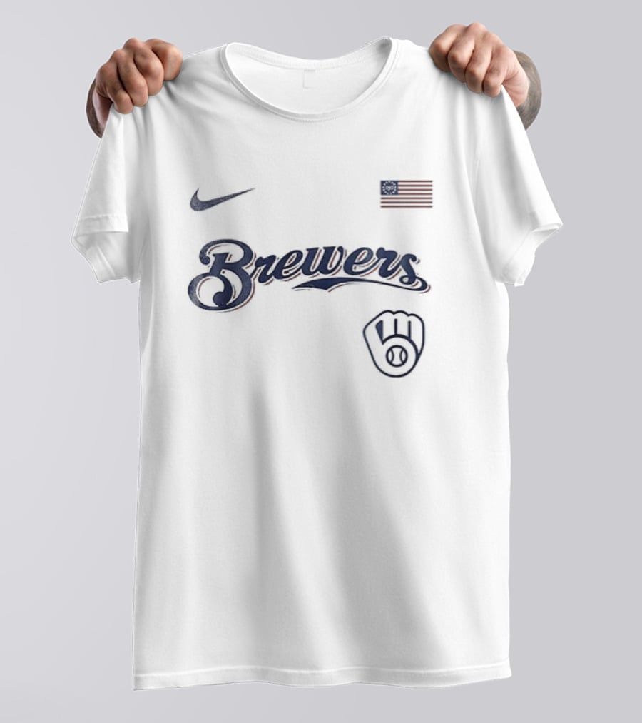 Milwaukee Brewers Nike USA Flag 250th Anniversary Baseball T-Shirt