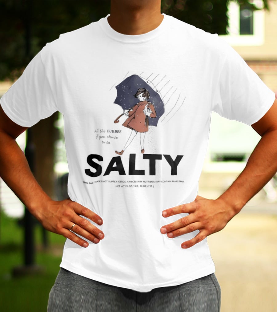 Salty Umbrella Girl In Rain Red Coat T-Shirt