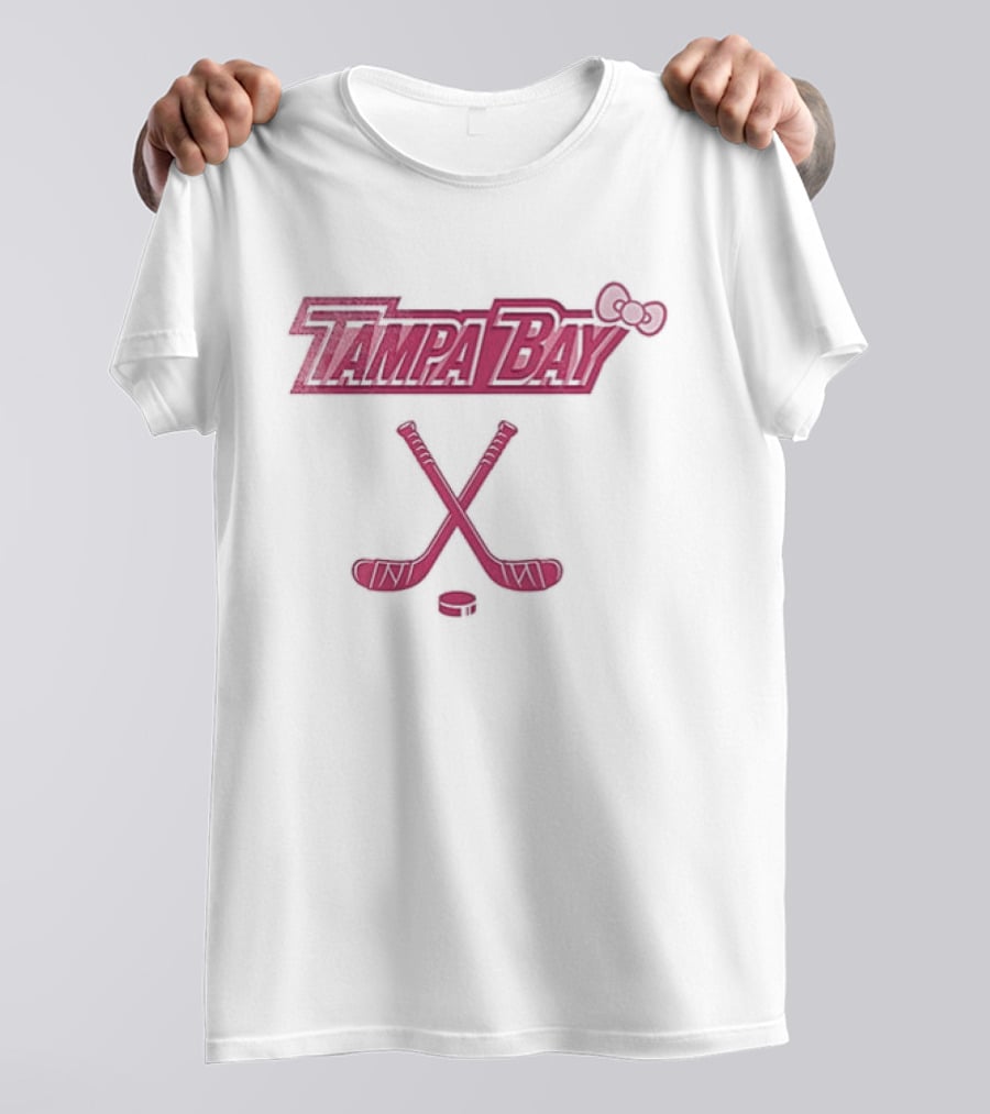 Tampa Bay Lightning Hello Kitty Crossed Hockey Sticks Bow T-Shirt